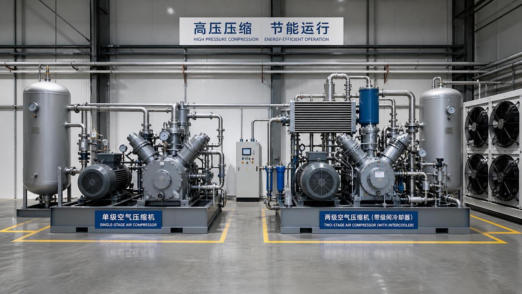 Two stage air compressor vs single stage: which uses less energy?