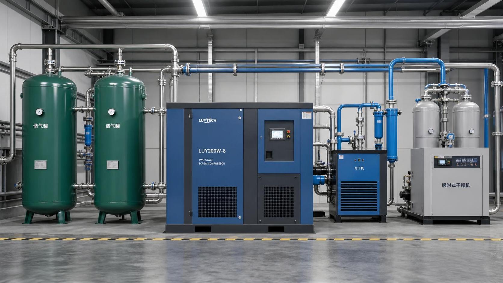 How should two stage air compressors be sized for changing demand?