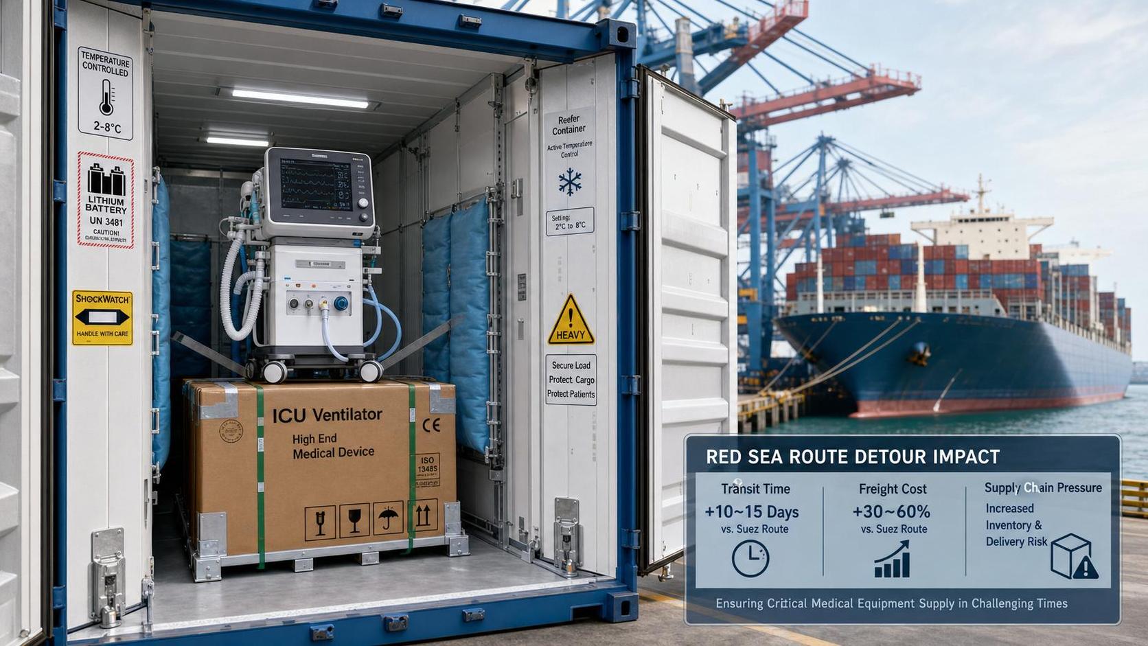 Red Sea Disruptions Lift ICU Ventilator Freight Costs