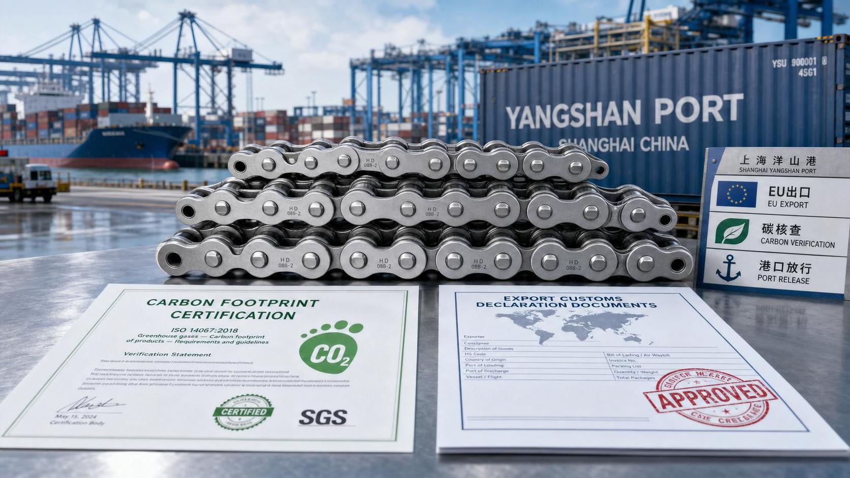 Yangshan Port Starts Carbon Checks for EU Heavy Roller Chain Exports