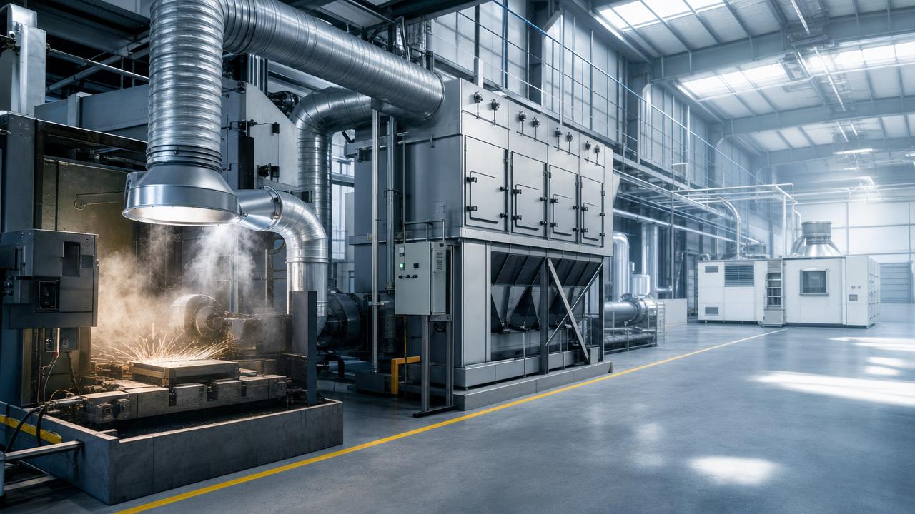 How do workshop ventilation systems cut dust and energy loss?
