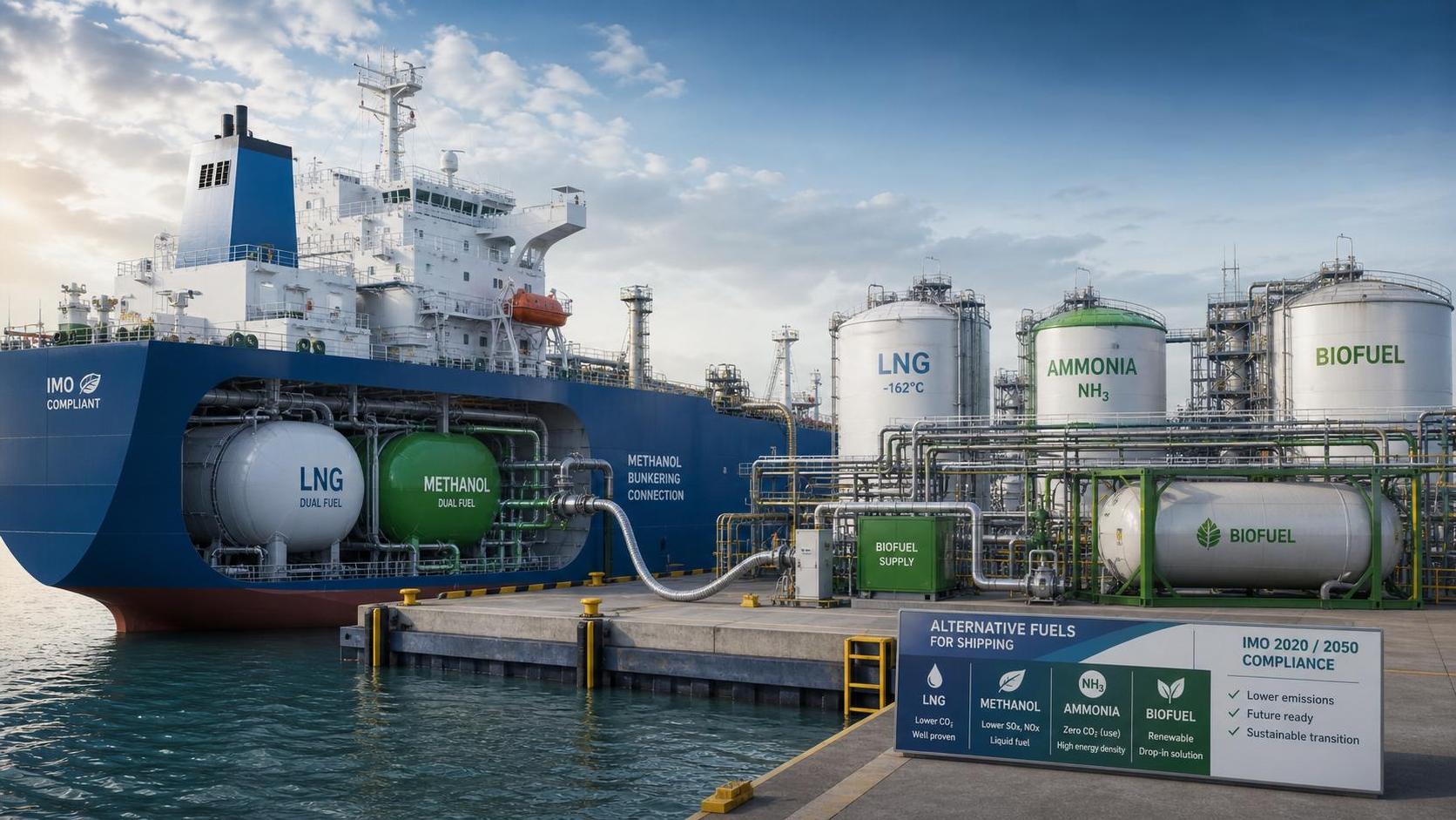 Marine Alternative Fuels and IMO Rules: How to Compare LNG, Methanol, Ammonia, and Biofuels
