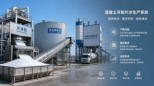 Flake Ice Production for Concrete Cooling: How to Size Output and Storage Correctly