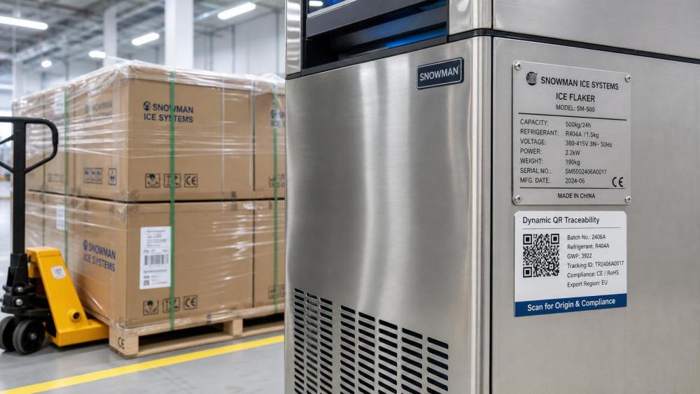 EFTA Customs Require QR Trace Labels on Flake Ice Machines