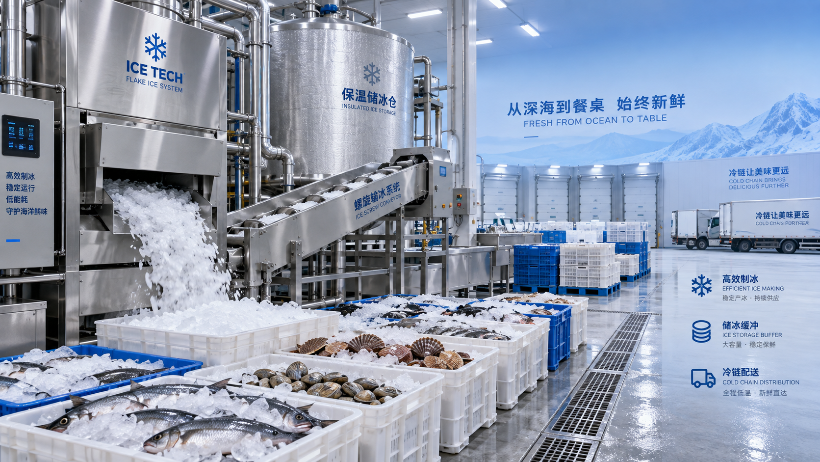 How to Size a Large-Scale Flake Ice Plant for Seafood Processing Output