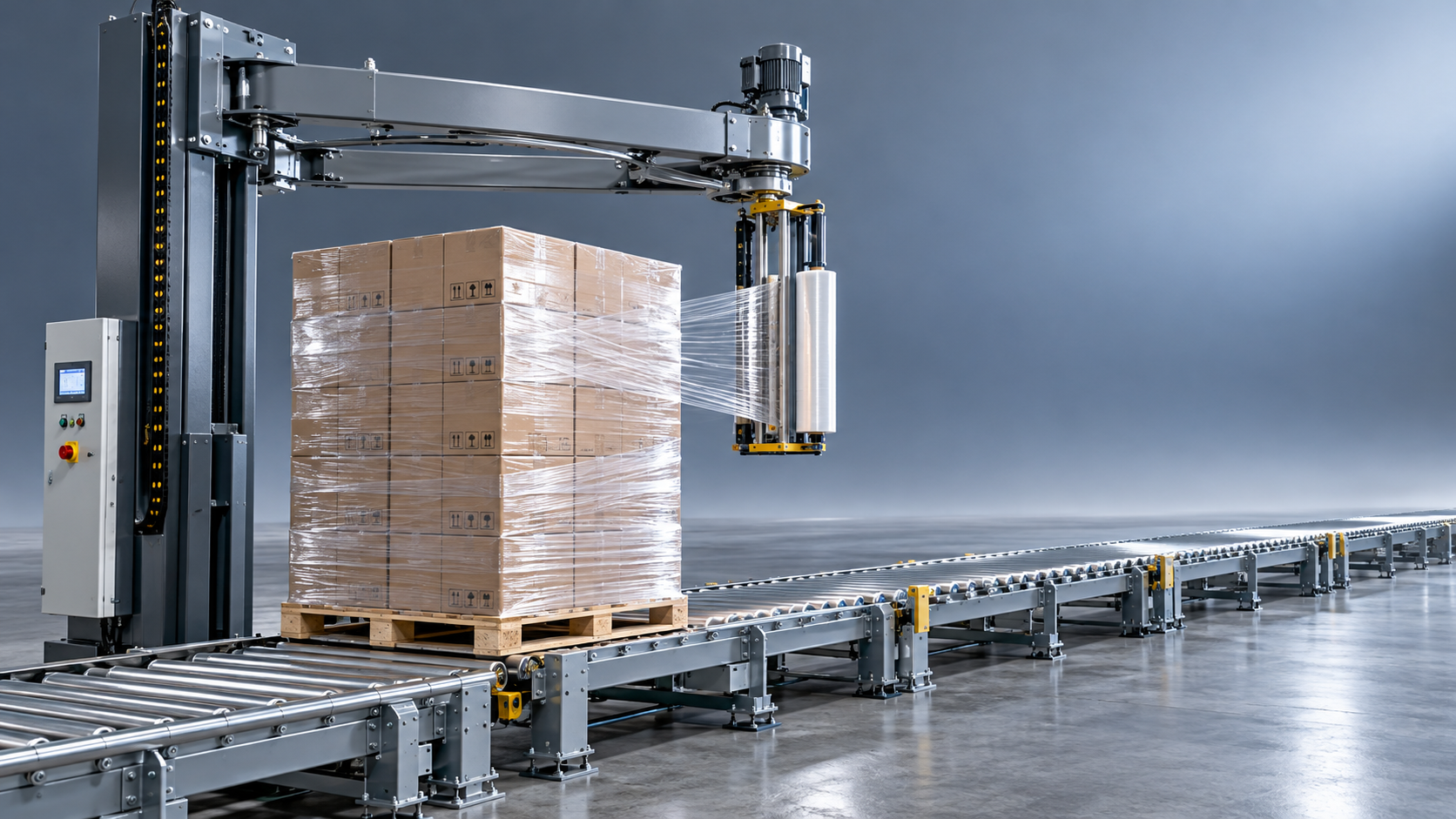 When does automated pallet stretch wrapping need a rotary arm?