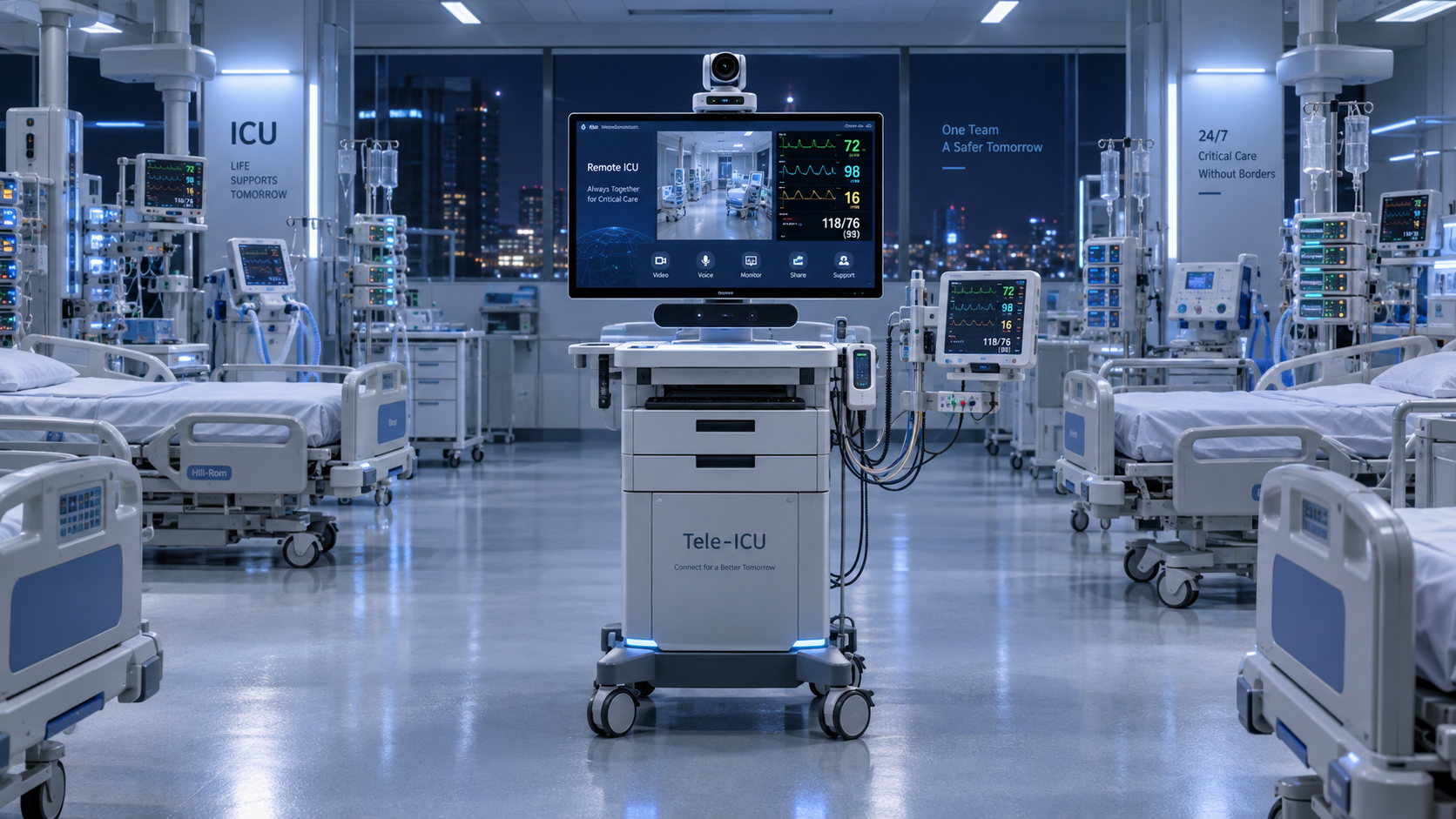 When does tele-ICU for night coverage reduce overnight staffing gaps?