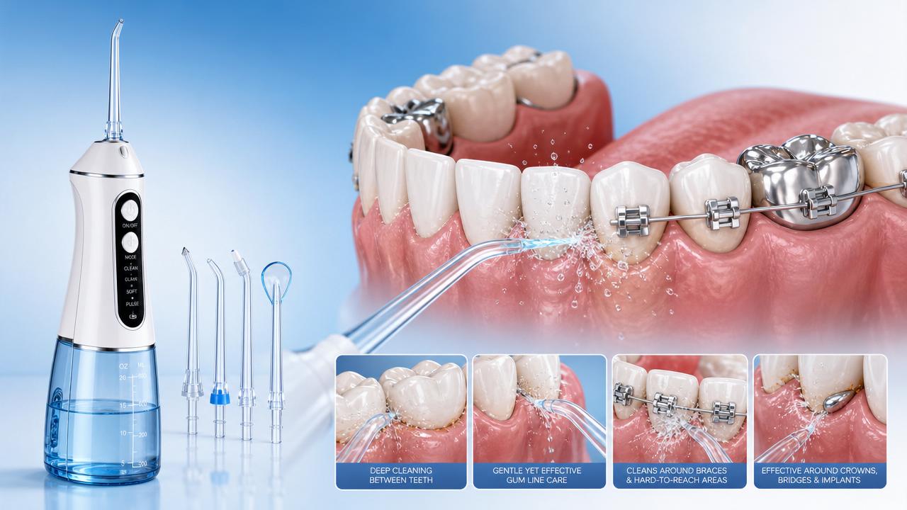 How water flosser technology cleans where brushing misses