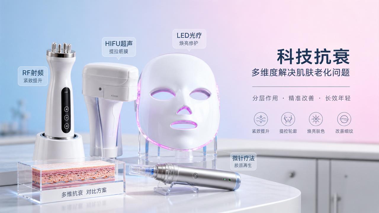 Non-Invasive Anti-Aging Options Compared: RF, HIFU, LED, and Microneedling by Skin Concern