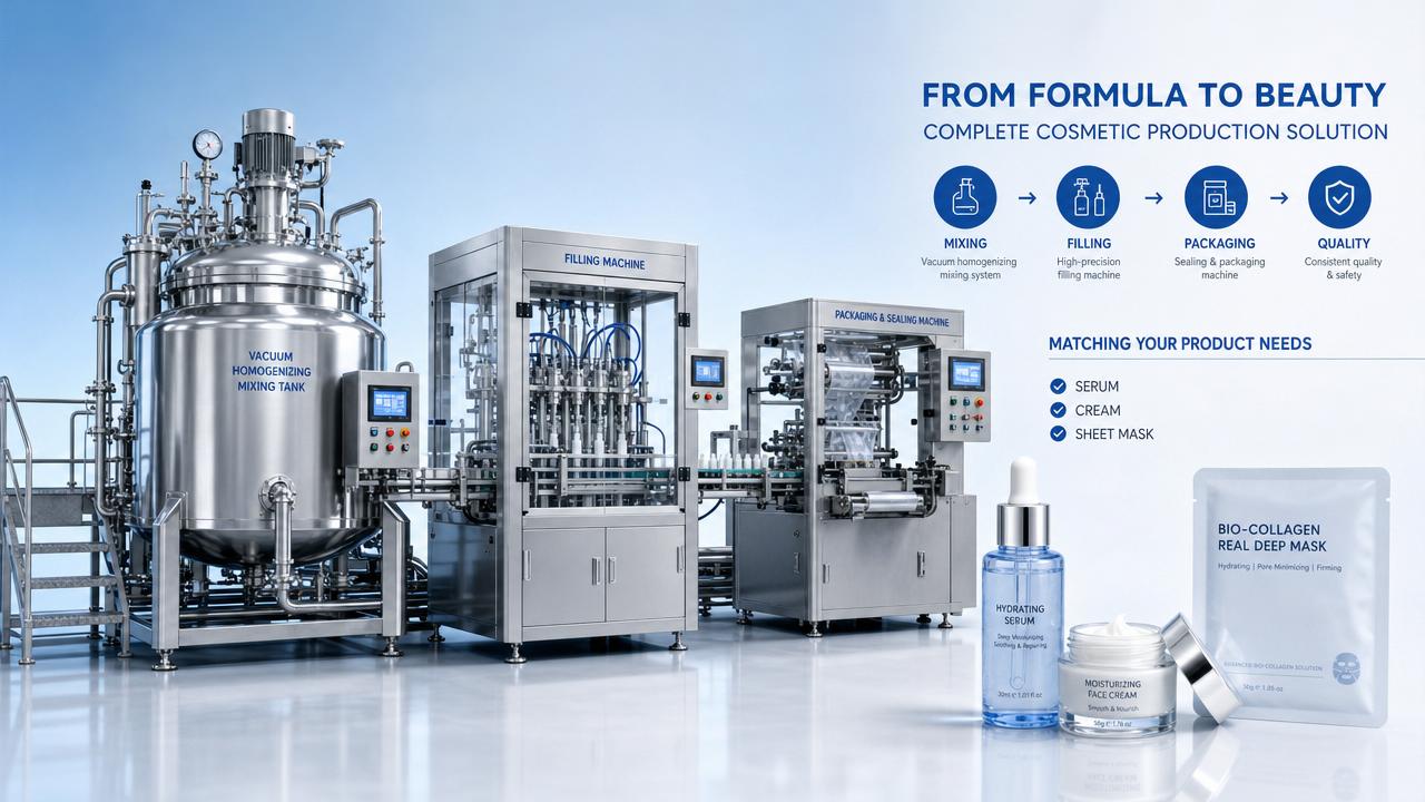 Cosmetic Production Equipment Selection Guide: Matching Filling, Mixing, and Packaging to Product Type