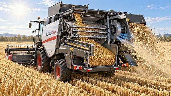 How does a combine cleaning system reduce grain loss during harvest?