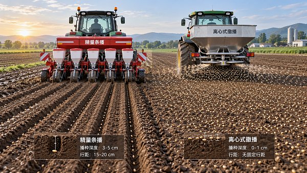 How seed drill and broadcast seeder machinery differ in placement accuracy