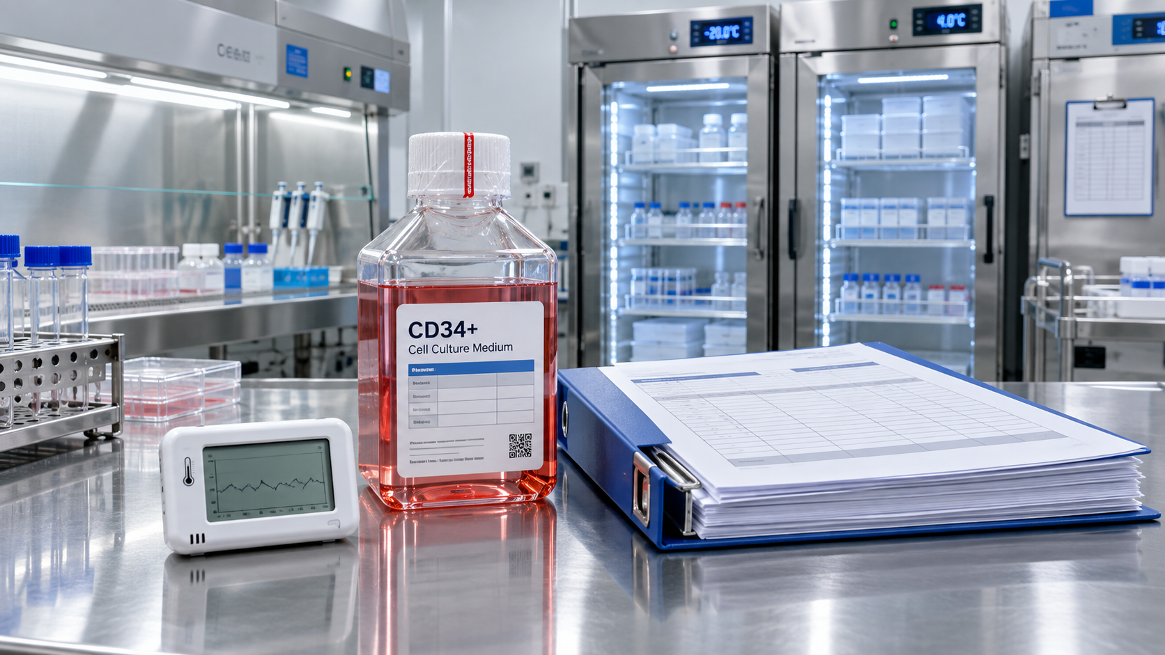 What quality documentation is needed for GMP CD34+ culture media?