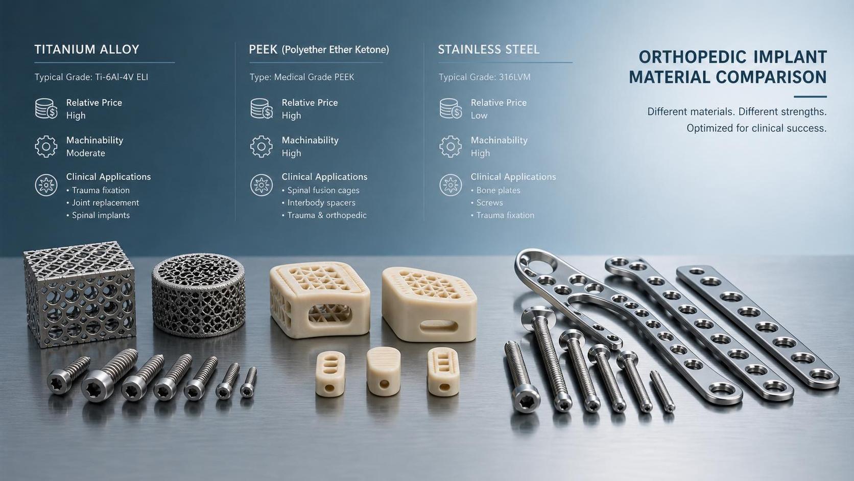 Orthopedic Implant Materials Price: What Drives Cost Differences Across Titanium, PEEK, and Steel