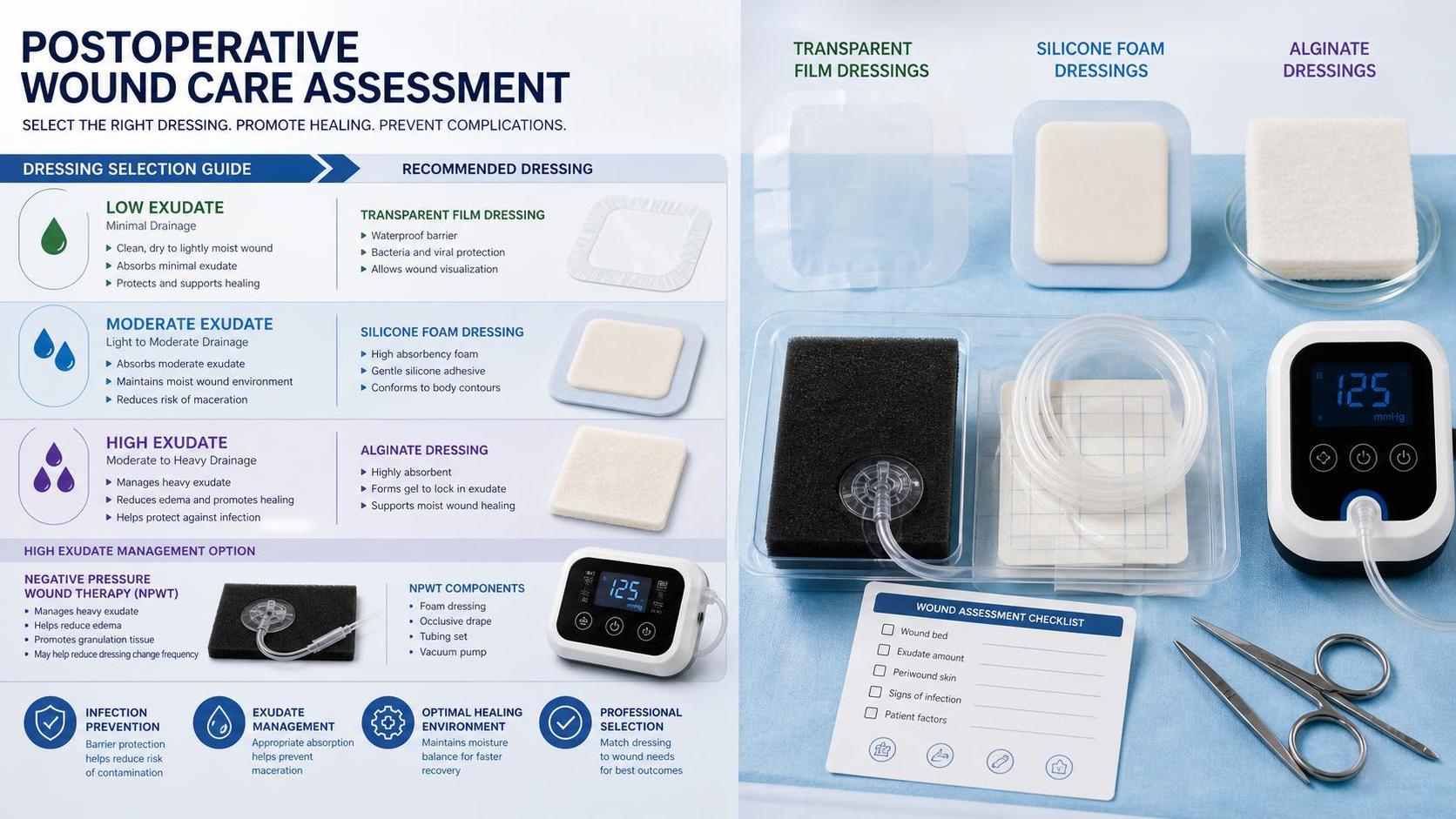 How to Choose Post Surgical Wound Healing Solutions by Exudate Level and Infection Risk