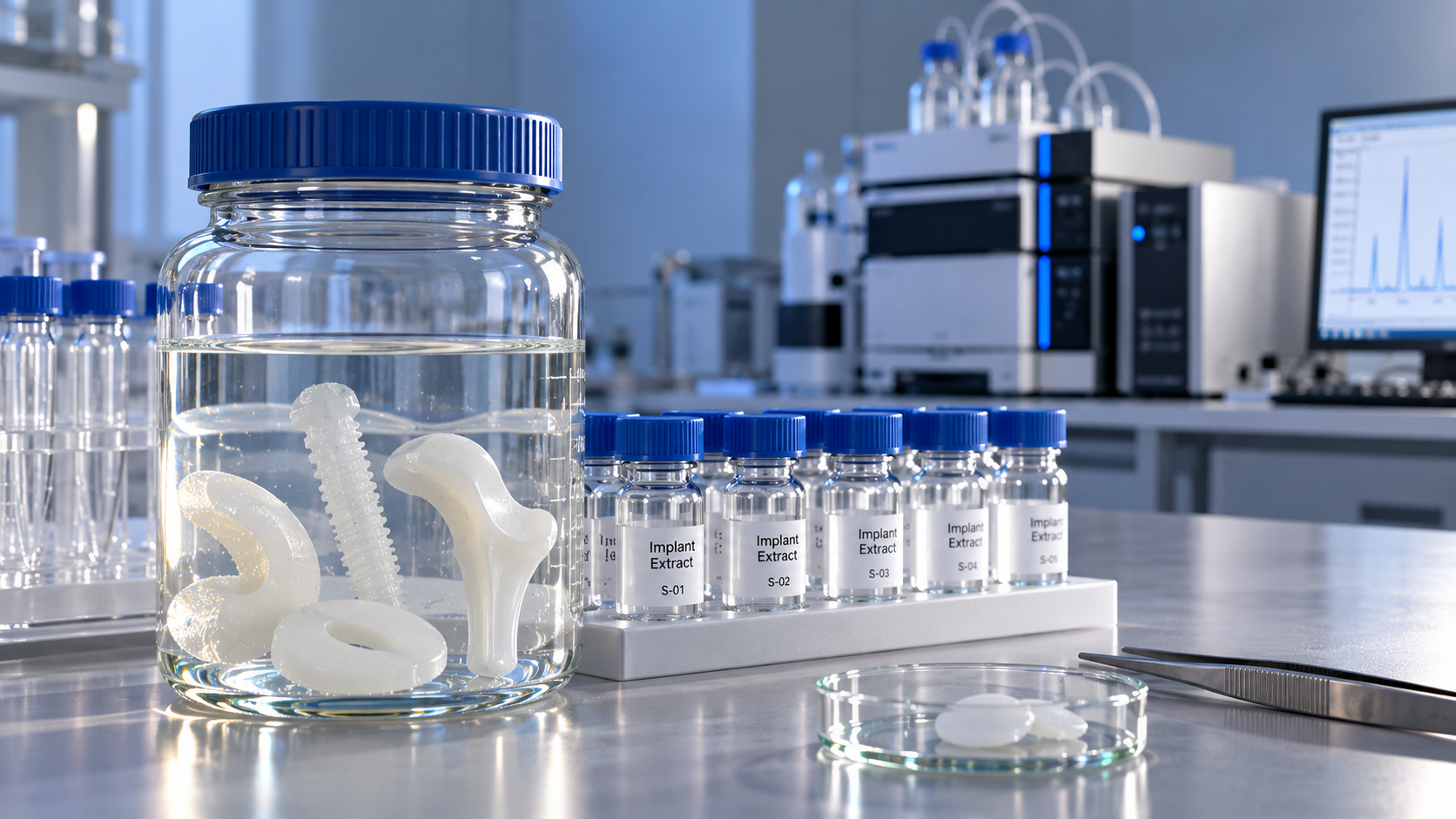How is biocompatibility tested for implantable polymer biomaterials?