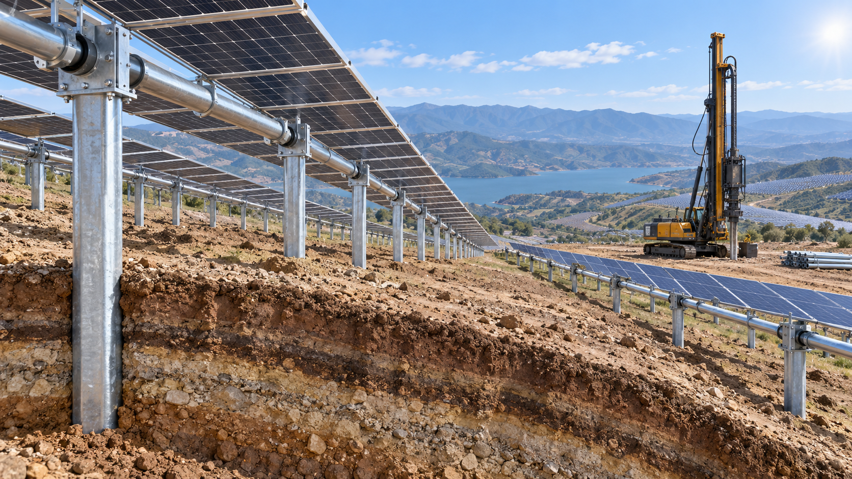 When do pile-driven single-axis trackers suit challenging soil conditions?