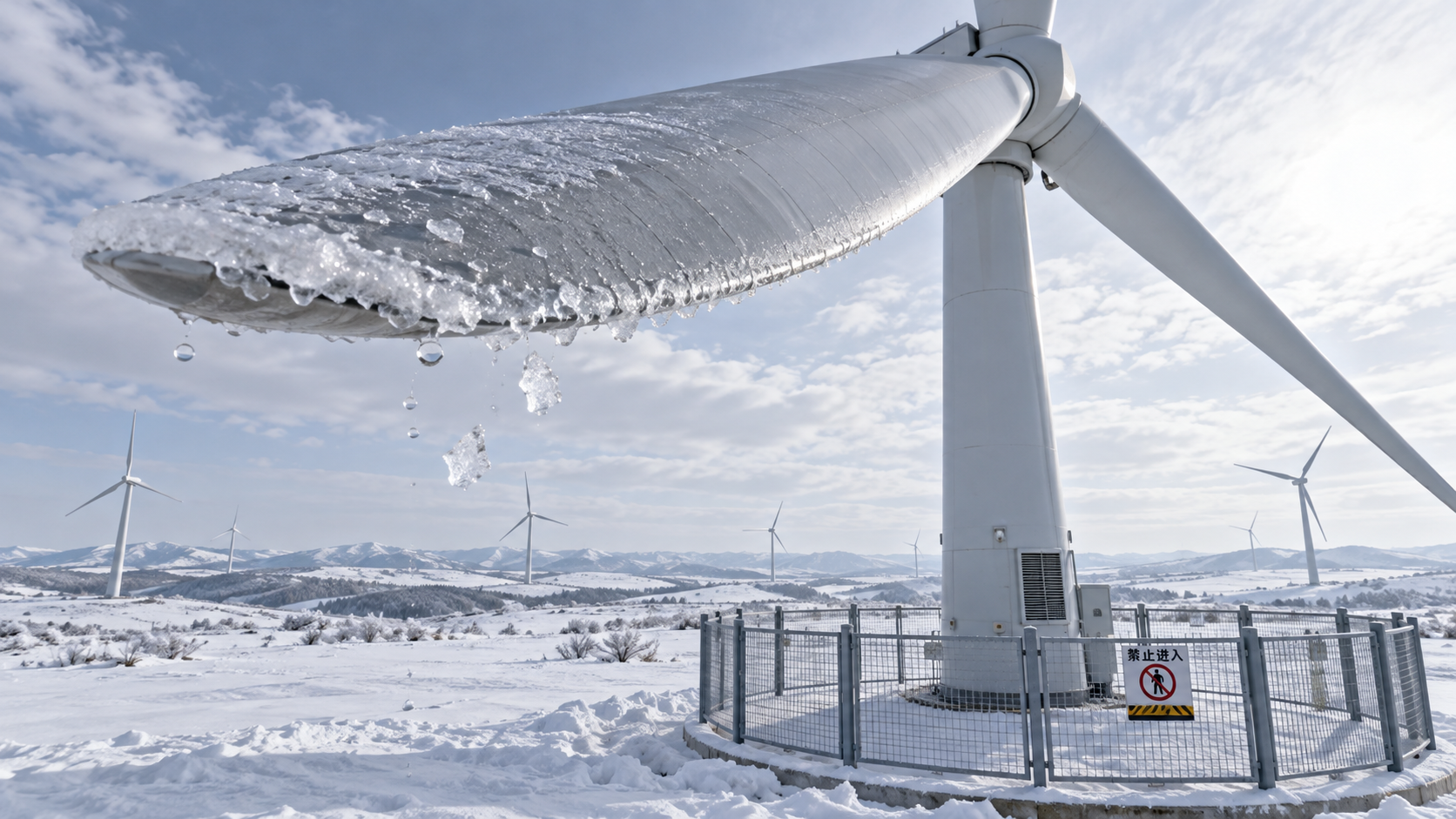 How blade de-icing affects wind turbine safety during winter operation