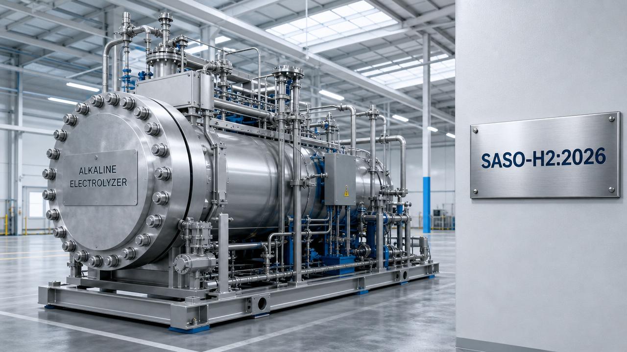 Saudi PIF Mandates SASO-H2 Certification for Alkaline Electrolyzer Suppliers