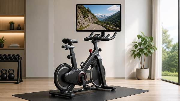 Which exercise bike technology makes indoor rides feel more realistic?
