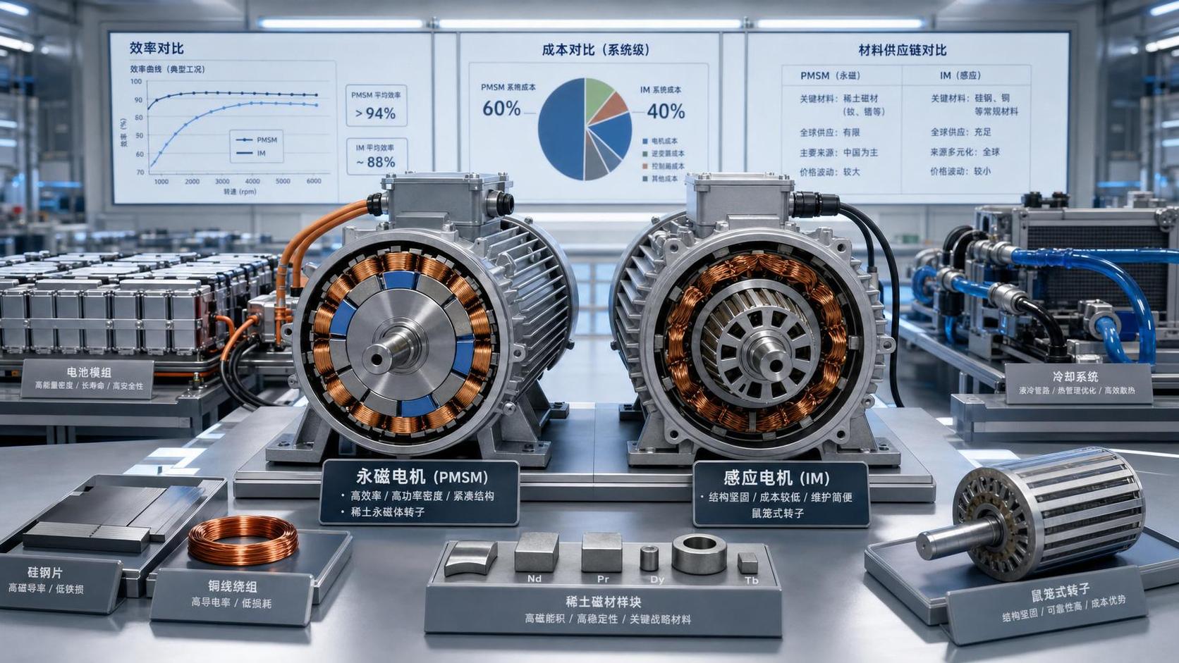 Permanent Magnet Motors for EVs vs Induction Motors: Efficiency, Cost, and Rare Earth Trade-Offs