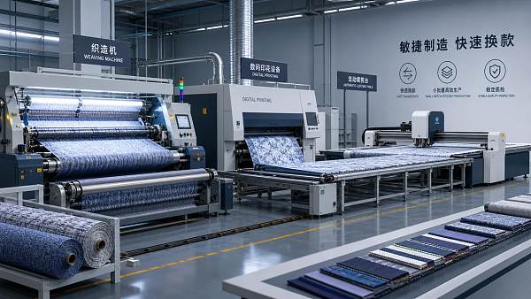 What agile manufacturing in textiles changes on the factory floor
