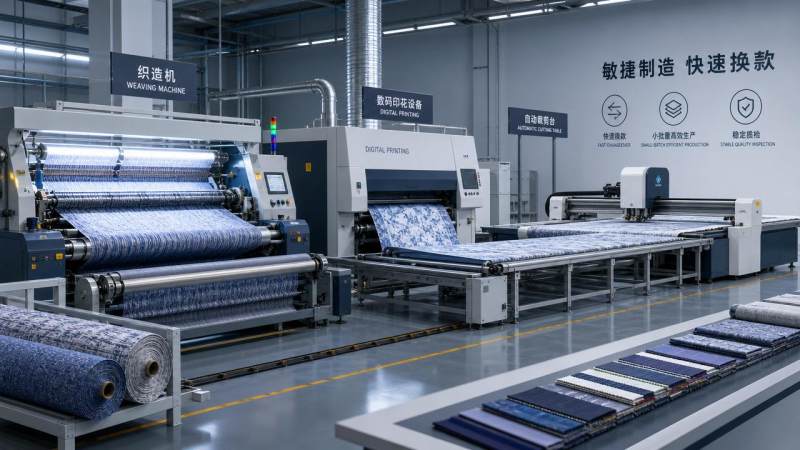 What agile manufacturing in textiles changes on the factory floor