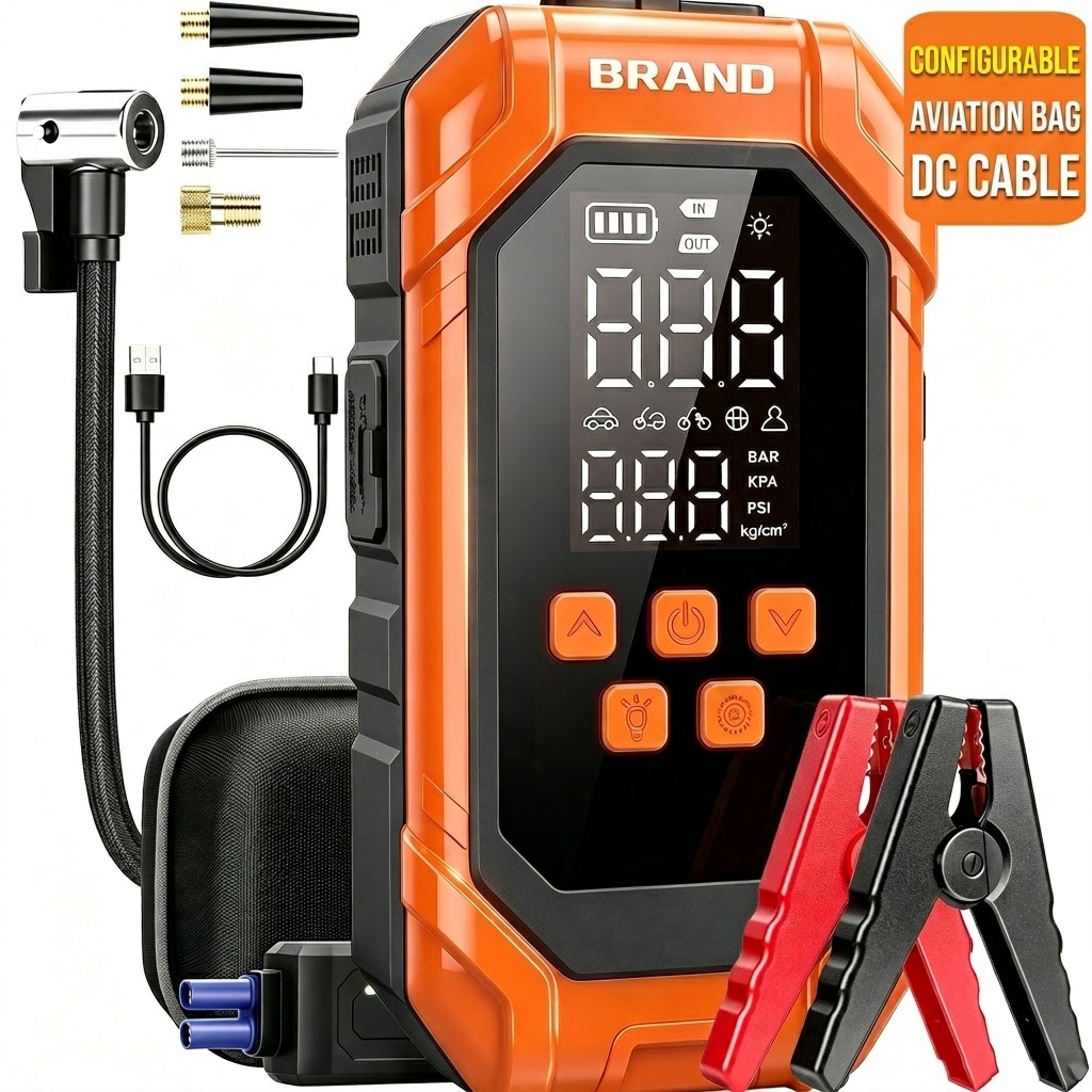 Direct-from-factory 2-in-1 car jump starter and tire inflator—high-capacity emergency power pack with built-in air pump APS-538