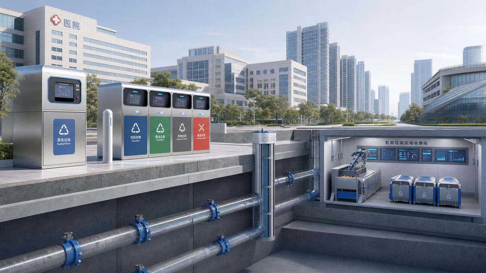 How Automated Waste Collection Works in Hospitals, Campuses, and Dense Urban Areas