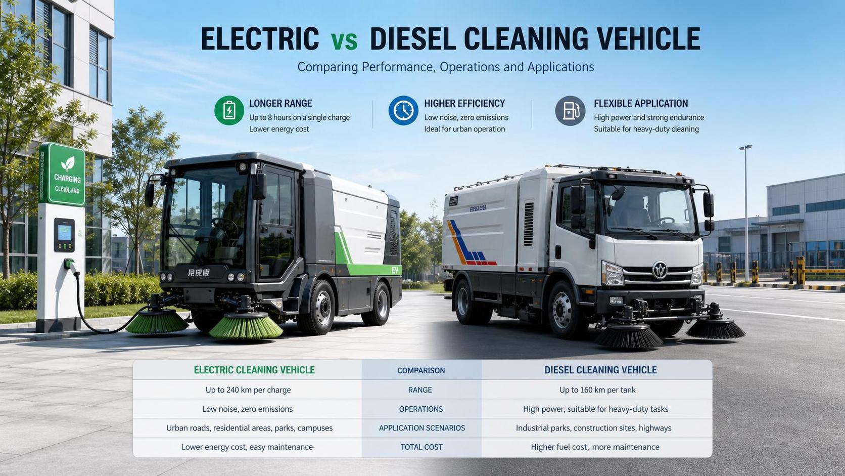 Electric Cleaning Vehicles vs Diesel Models: Total Cost, Charging, and Use Cases
