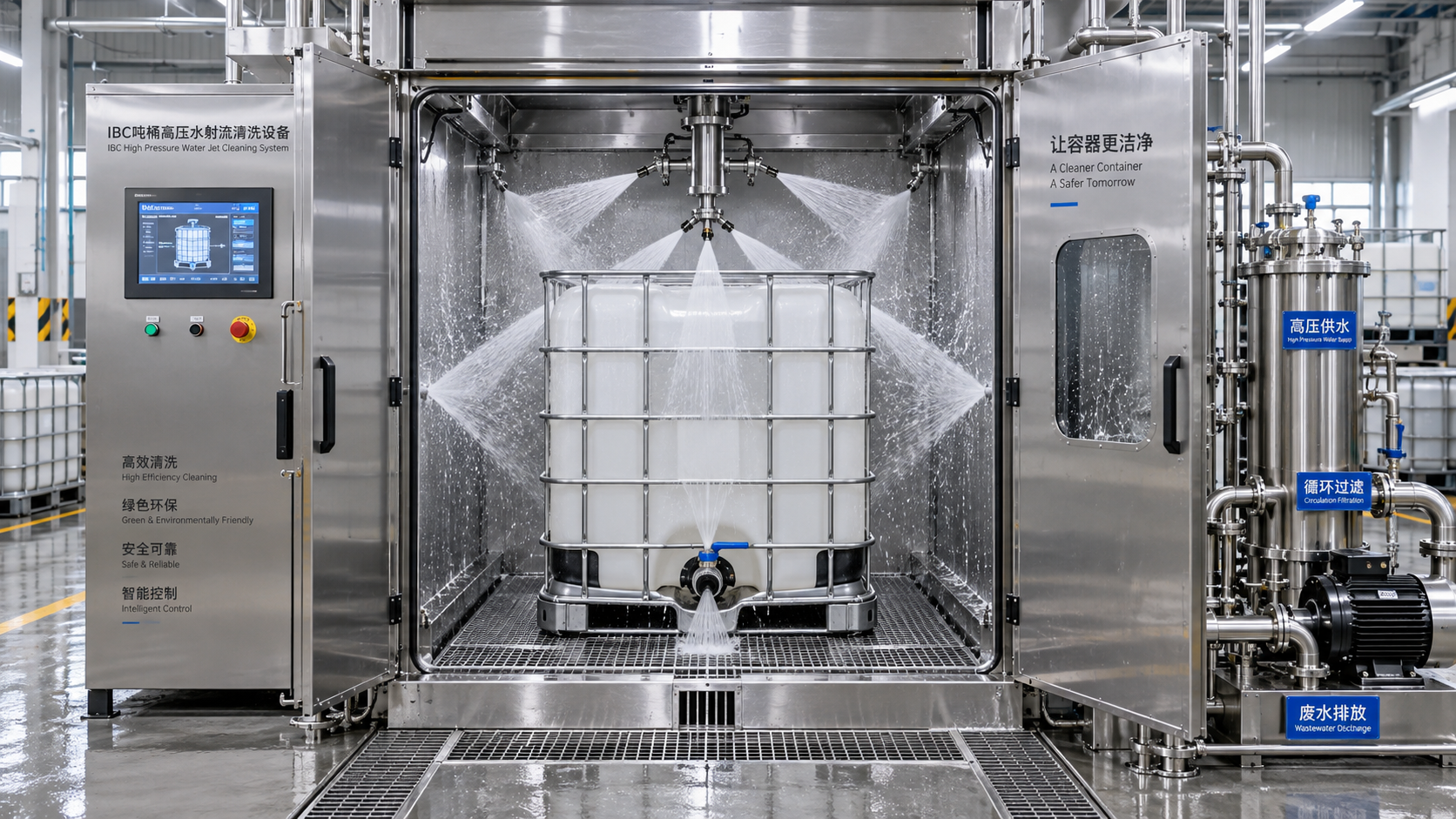 How to assess 3D industrial tote water jet cleaning equipment for residue removal