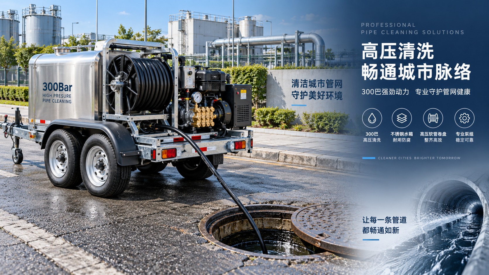Selecting 300 Bar Drain Cleaners for Blocked Industrial and Municipal Sewer Lines
