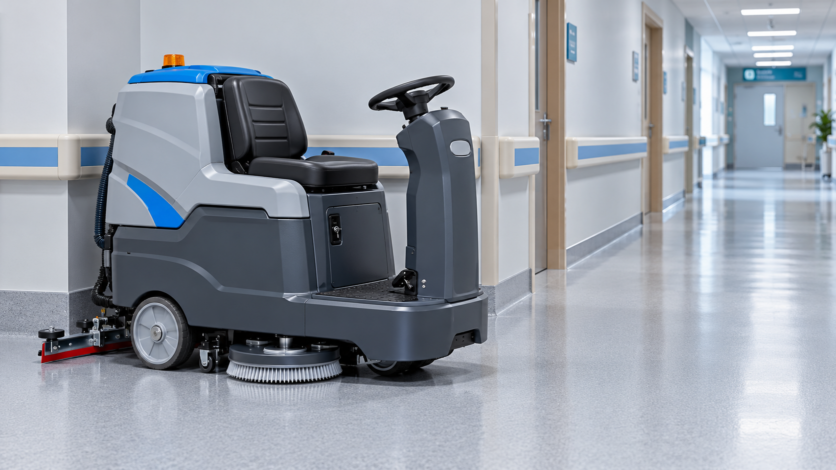 Choosing Electric Ride-On Scrubbers for Hospitals: Hygiene and Maneuverability