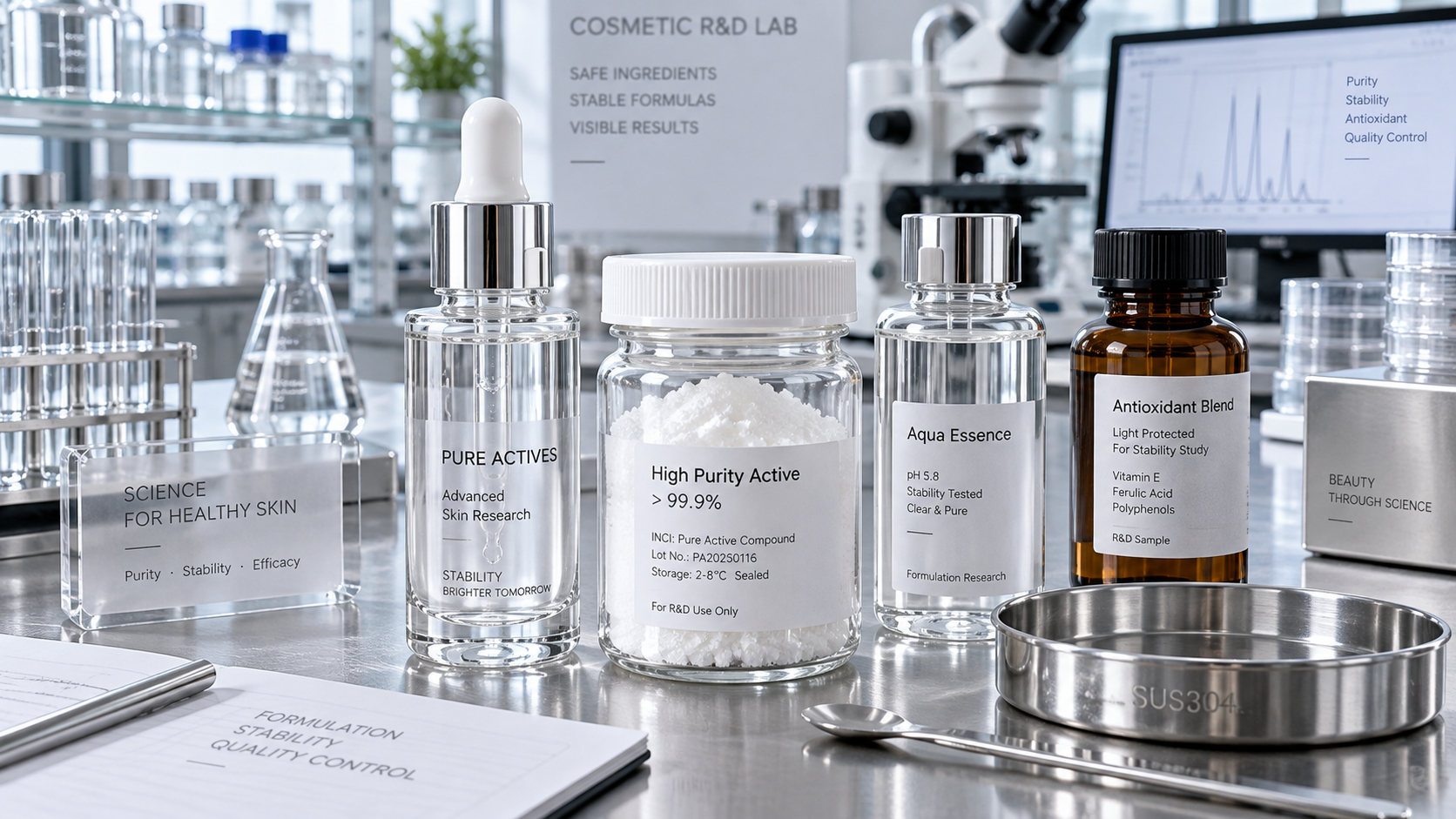 How high purity actives for serums reduce formula instability risk