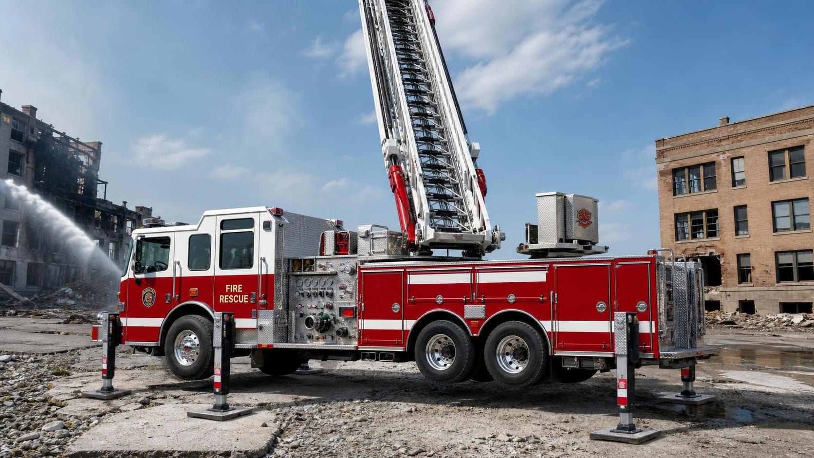 How rescue vehicle stabilization for aerial platforms affects safe operation on uneven ground