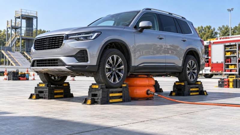 When should a rescue vehicle extrication team use lifting bags?