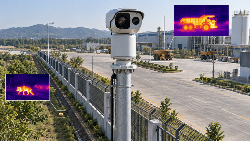 How detection range changes with target size in thermal PTZ cameras