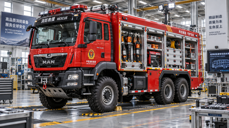 What should fire departments assess in a rescue vehicles manufacturer?