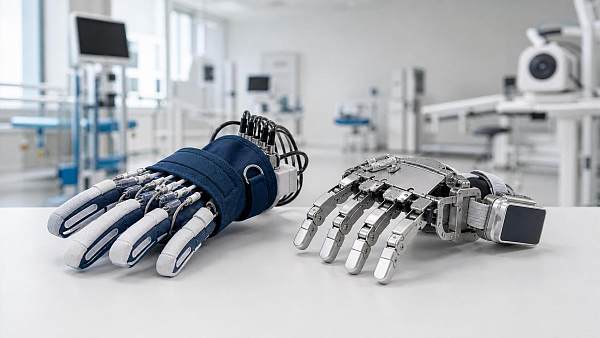 Soft Robotic Actuators vs Exoskeletons for Hand Rehab