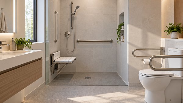 Which bath safety equipment best prevents falls in elderly bathrooms?