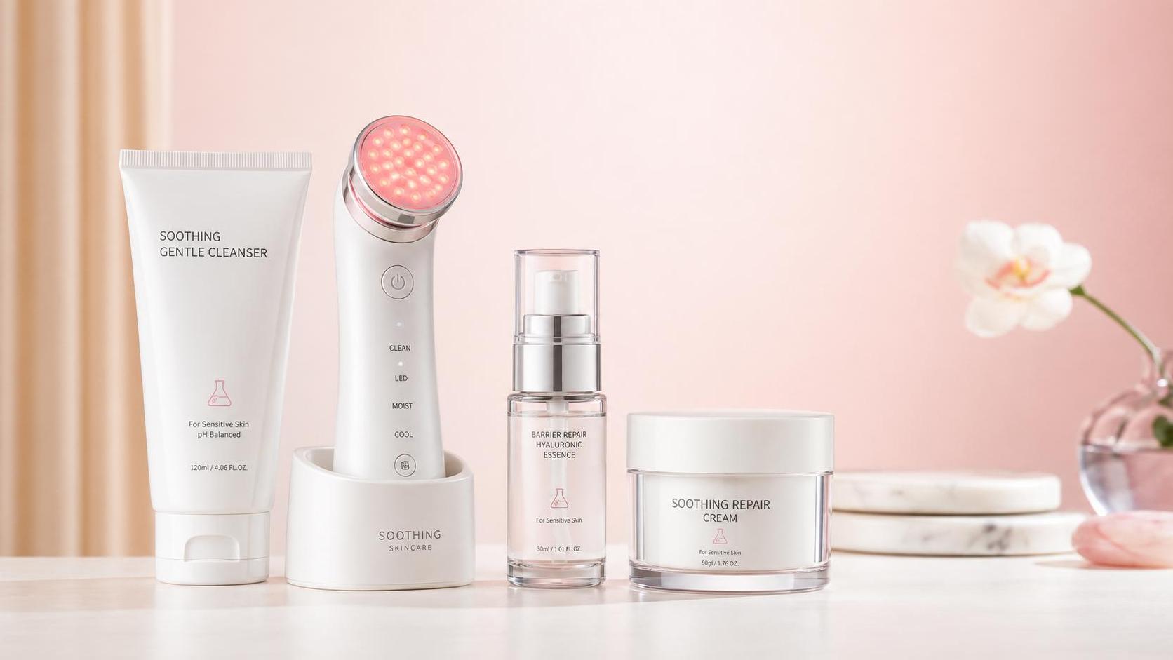 Home Skincare Routine for Sensitive Skin: How to Layer Cleansing, LED, and Moisture Care