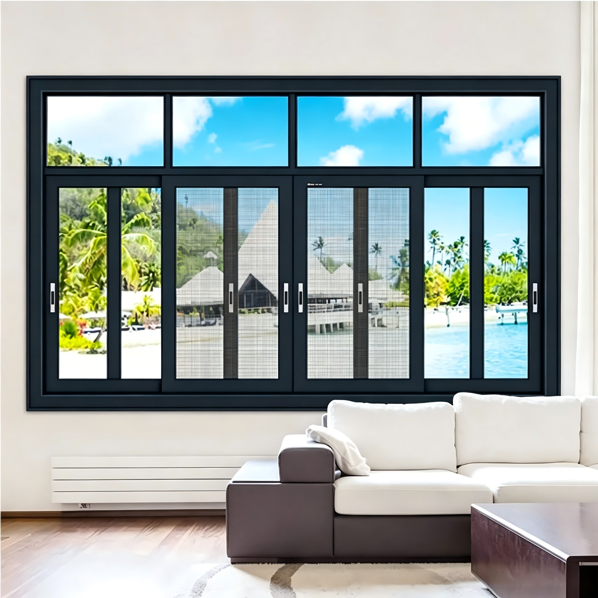 Latest Simple Design Aluminium Profile Soundproof Balcony Glass Casement Windows