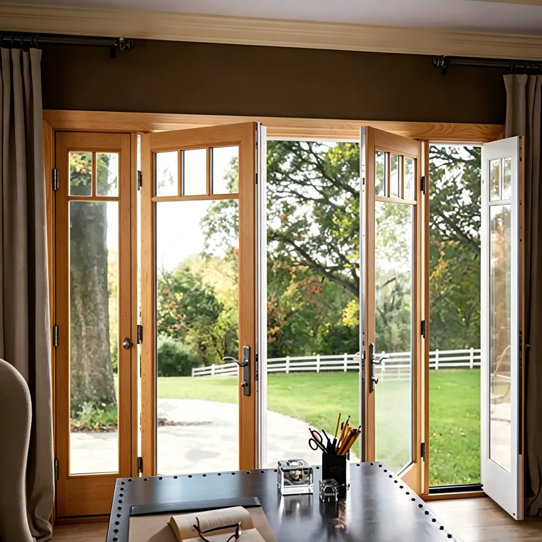 Minimalist Design Customizable Soundproof Aluminum Double Glass Hinged Door for Houses