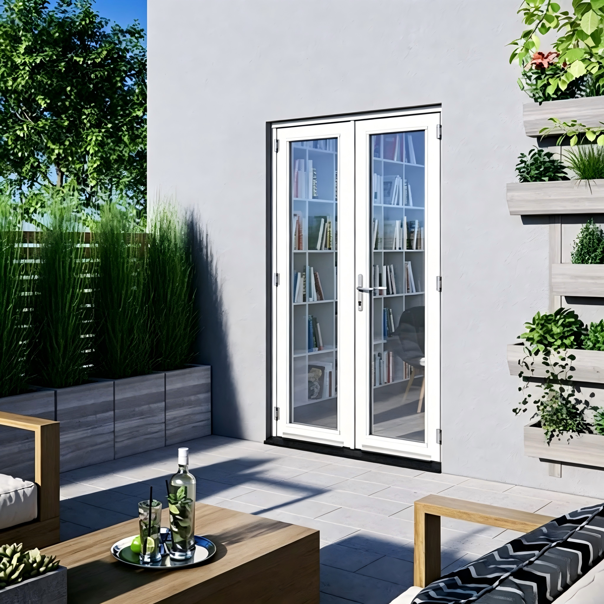 Nfrc Certified Customized Tempered Glass Entry Door Triple Glazed Aluminum Hinged Doors