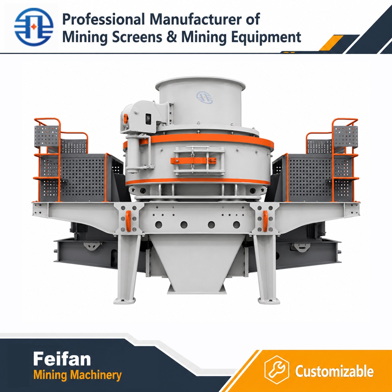 FEIFAN Full Automatic Lubrication System VSI-7000 With Max Feed 45mm And Dual Chamber For Cement Clinker And Road Surface Material VSI Crusher