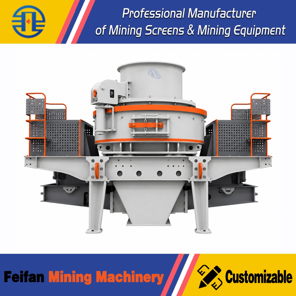 FEIFAN 50-500t/h Capacity 2VSI-15 With Automatic Lubrication System And Vibration Monitoring For Multi Purpose Sand Making Projects VSI Crusher