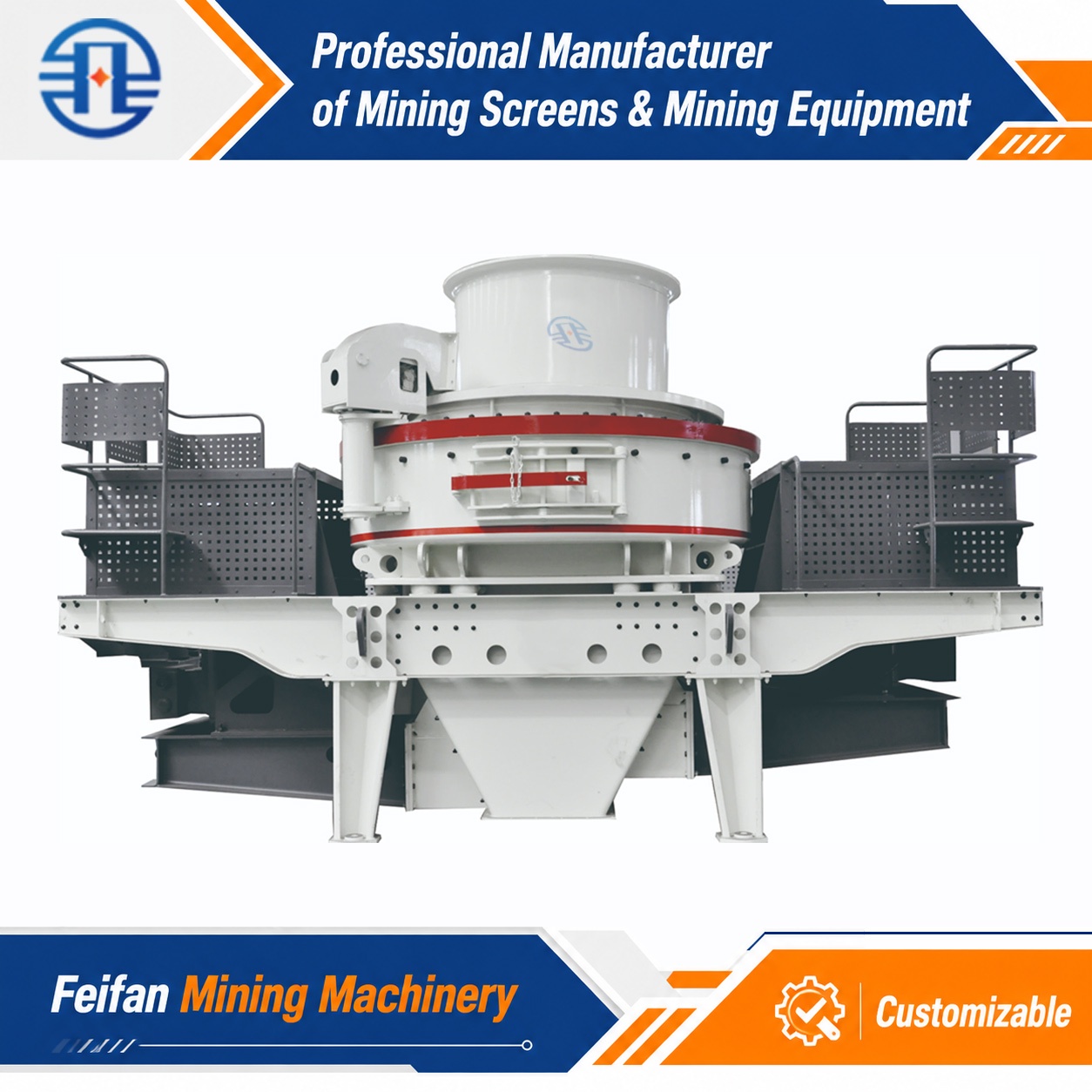FEIFAN High Throughput VSI-6000 With Open Rotor And Cemented Carbide Tips For Manufactured Sand Production And Concrete Aggregate With CE And ISO9001 Certification VSI Crusher