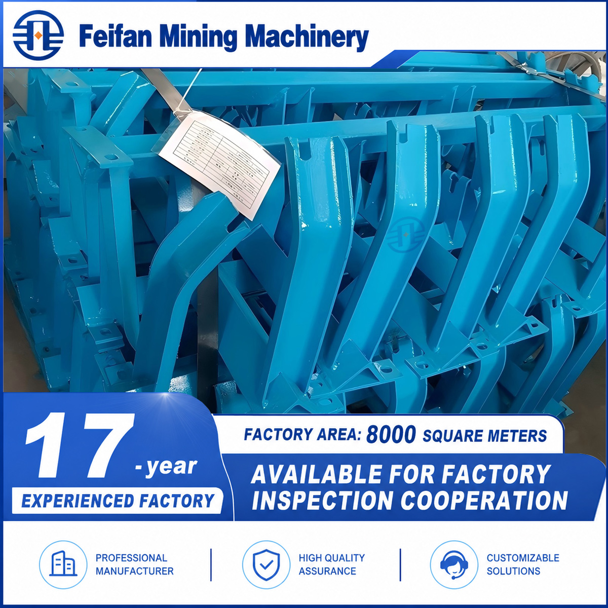 FEIFAN OEM Customizable Polyurethane And Rubber Coated Conveyor Idler Roller For Sand Gravel Production Line Belt Conveyor Parts