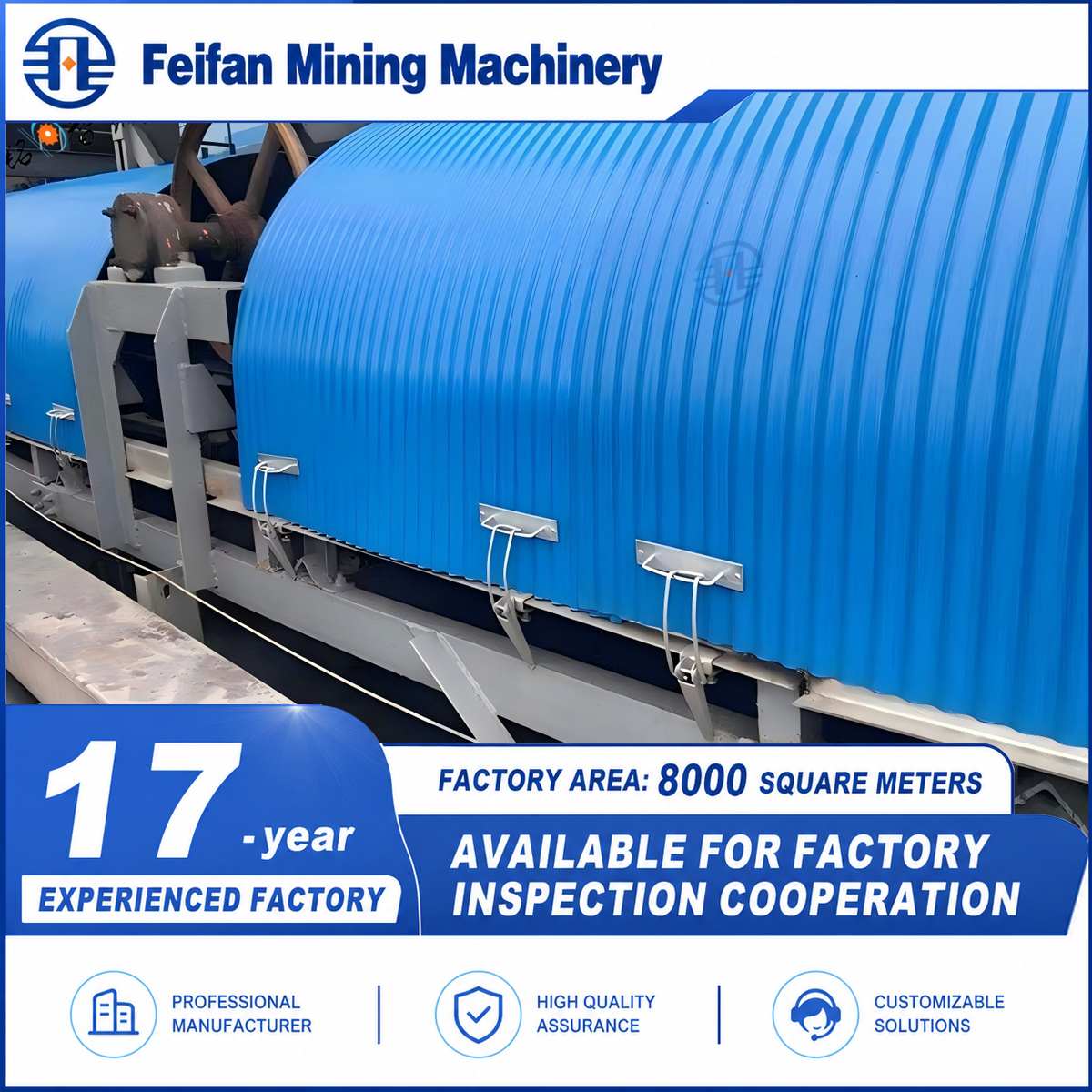 FEIFAN OEM Customizable Polyurethane And Rubber Coated Conveyor Idler Roller For Sand Gravel Production Line Belt Conveyor Parts