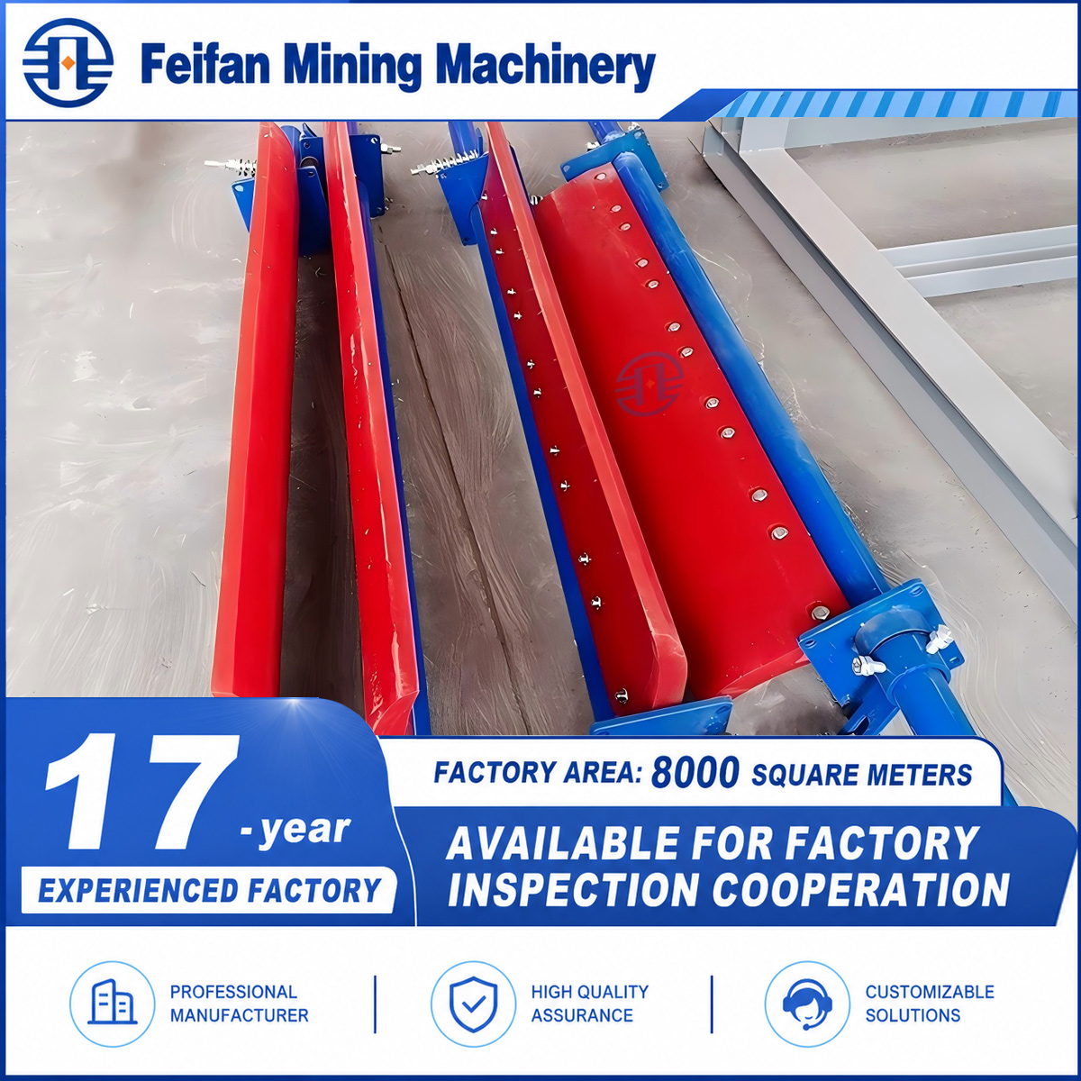 FEIFAN OEM Customizable Polyurethane And Rubber Coated Conveyor Idler Roller For Sand Gravel Production Line Belt Conveyor Parts